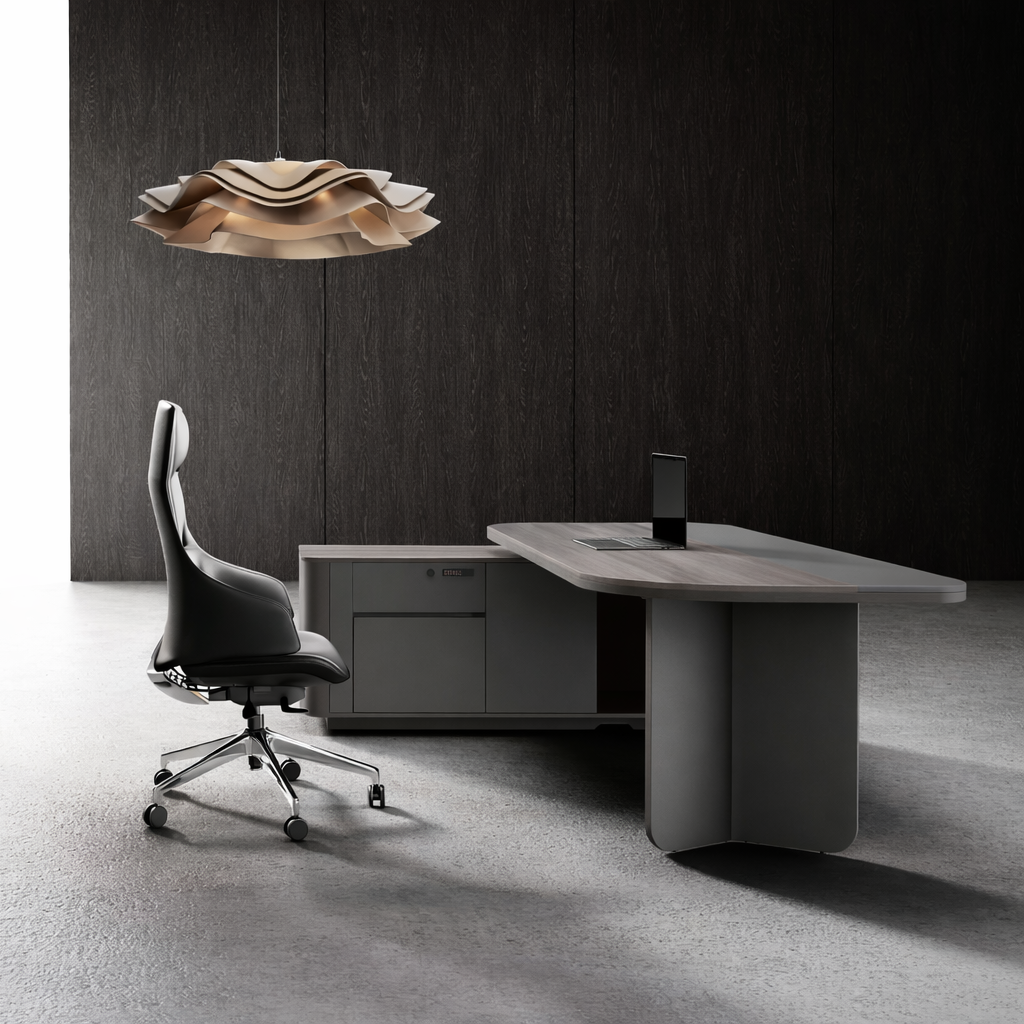 Luxury Modern Executive Desk with Integrated Storage & Power Design for Leaders