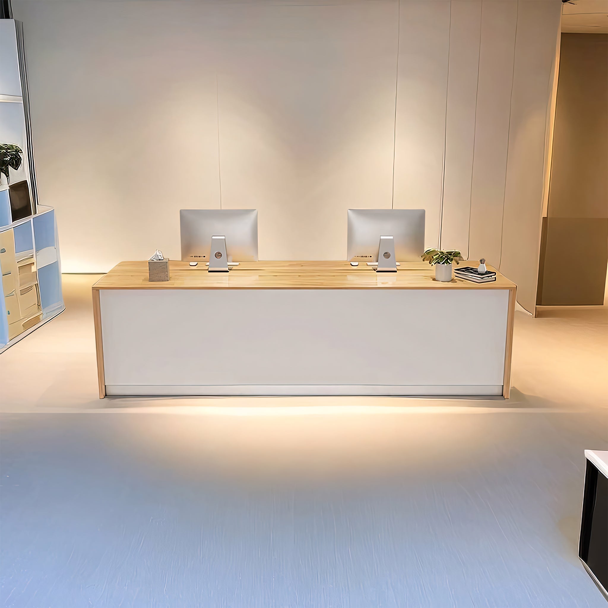 Minimalism Motel Hotel Shop White + Natural Reception Front Desk