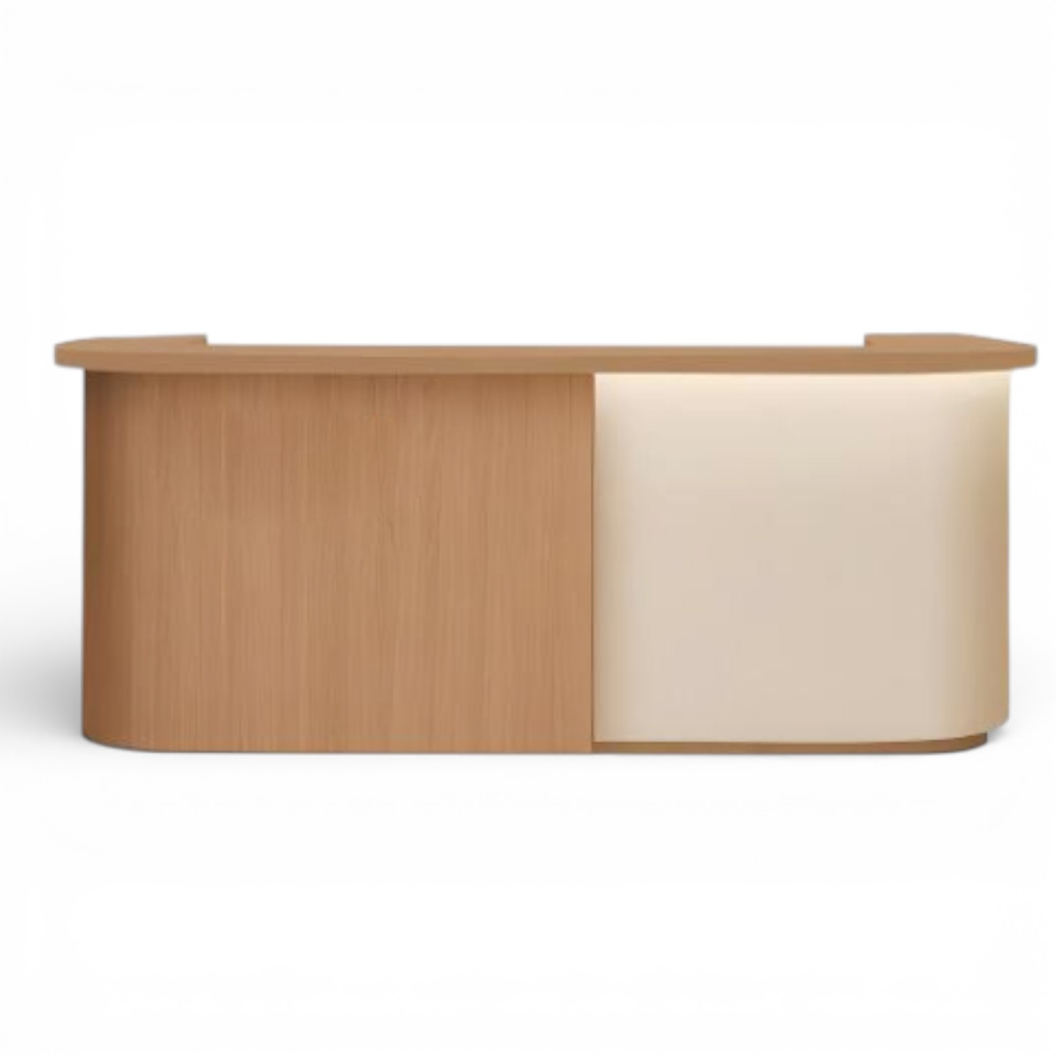 Minimalist Curved Style Reception Desk for Boutique & Yoga Studio with LED Light