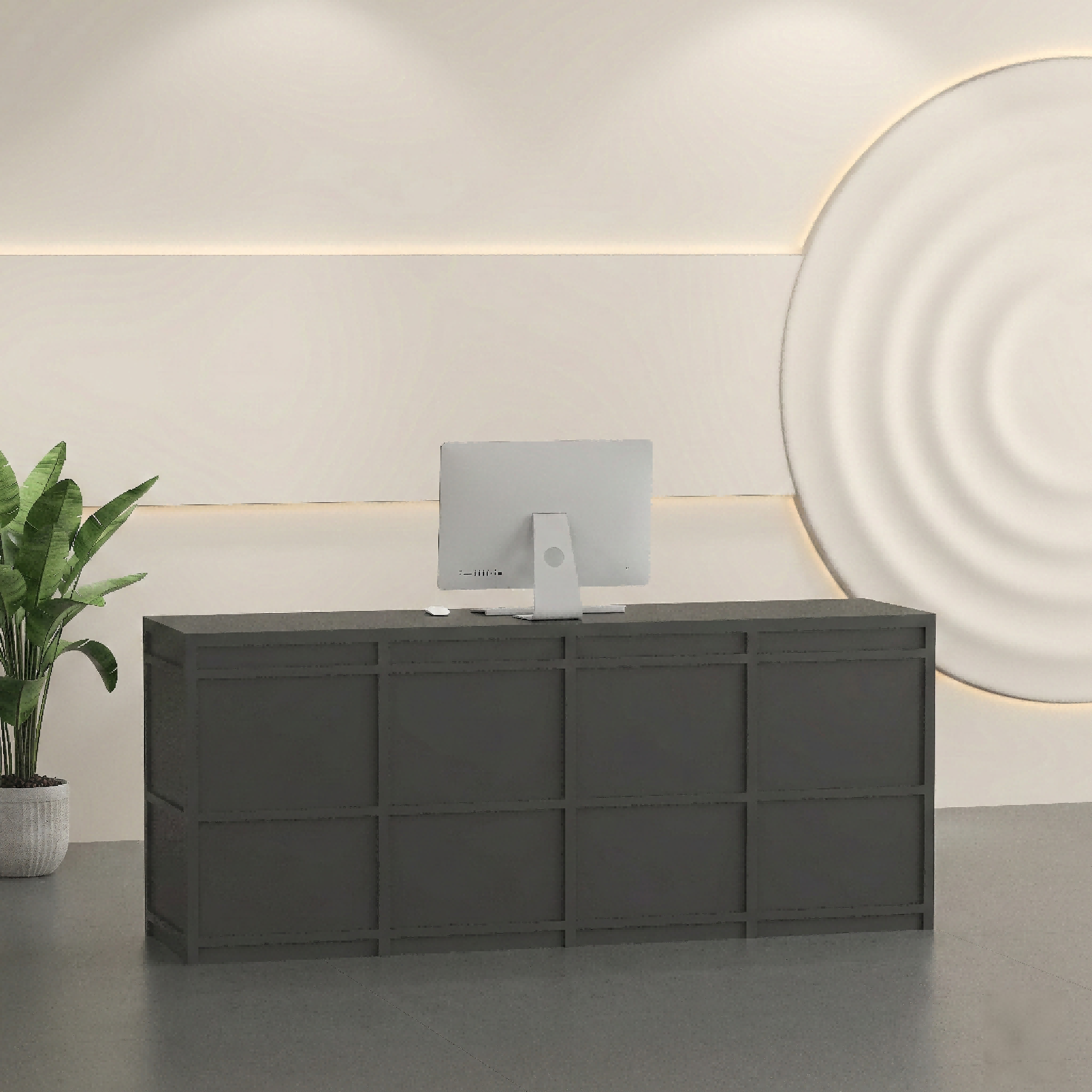 Minimalist Grid Design Black Reception Desk for Cafe ＆ Salon