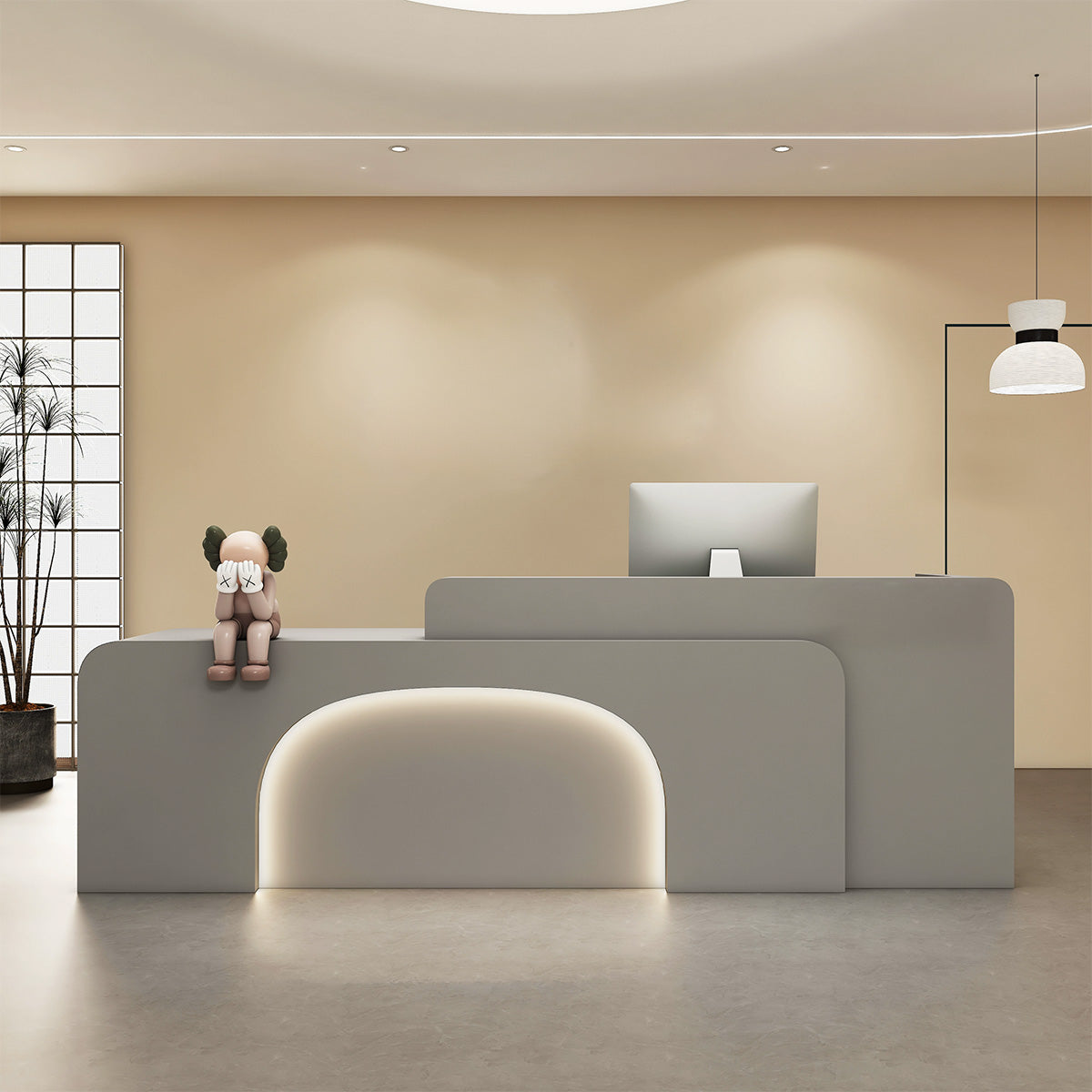 Minimalist Hotel Grey Reception Desk (Doll not include)