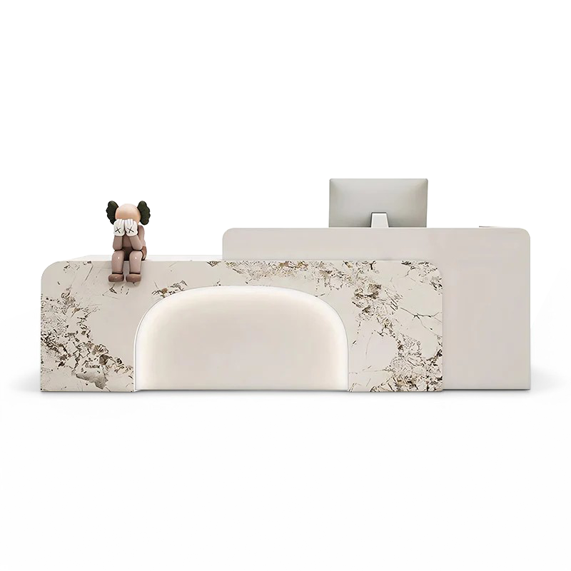 Minimalist Hotel Marble Finish Reception Desk (Doll not include)