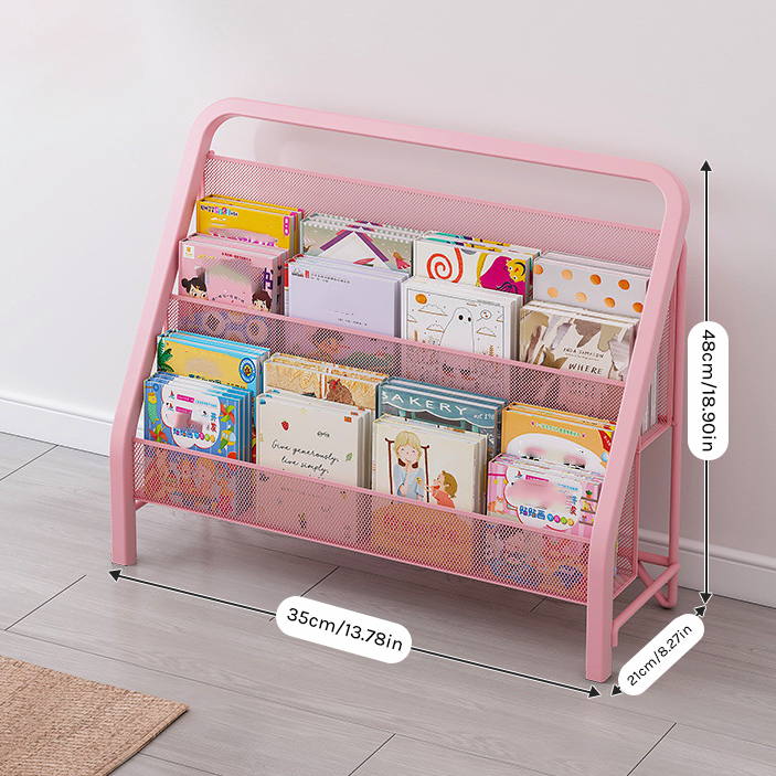 Minimalist Kids' Picture Book Rack - Modern Iron Bookshelf & Toy Storage Display MR-004