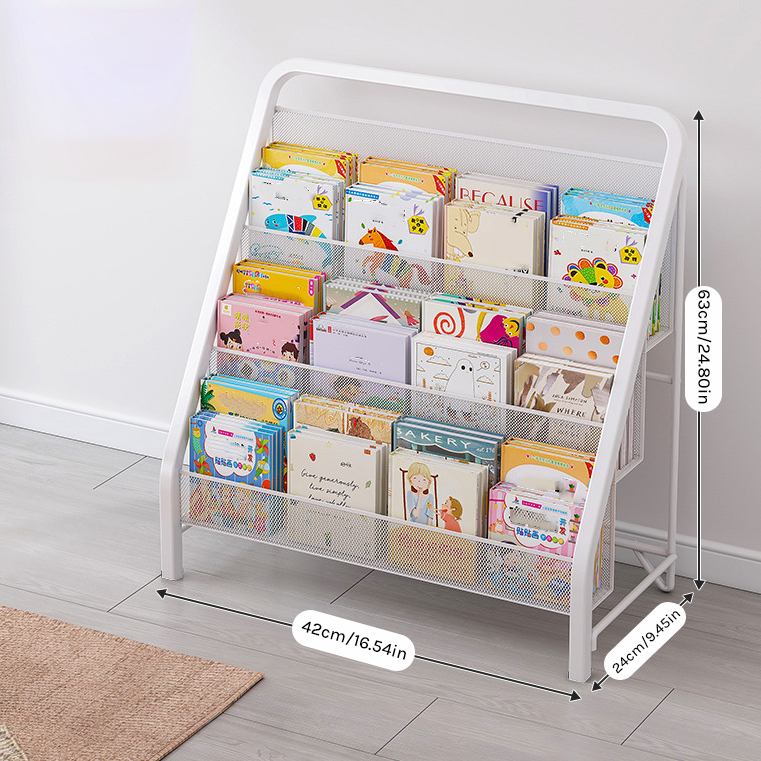 Minimalist Kids' Picture Book Rack - Modern Iron Bookshelf & Toy Storage Display MR-004
