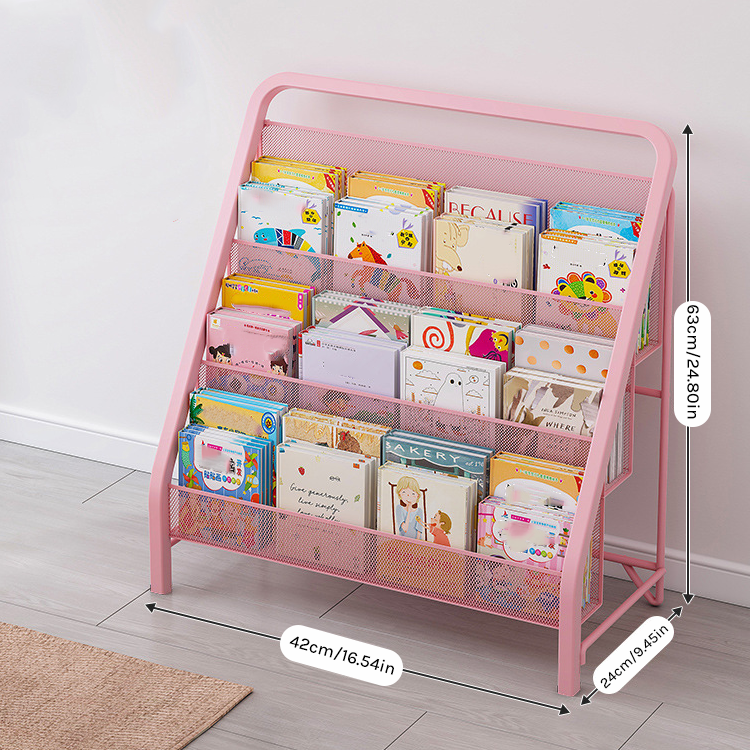 Minimalist Kids' Picture Book Rack - Modern Iron Bookshelf & Toy Storage Display MR-004