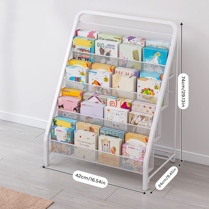 Minimalist Kids' Picture Book Rack - Modern Iron Bookshelf & Toy Storage Display MR-004