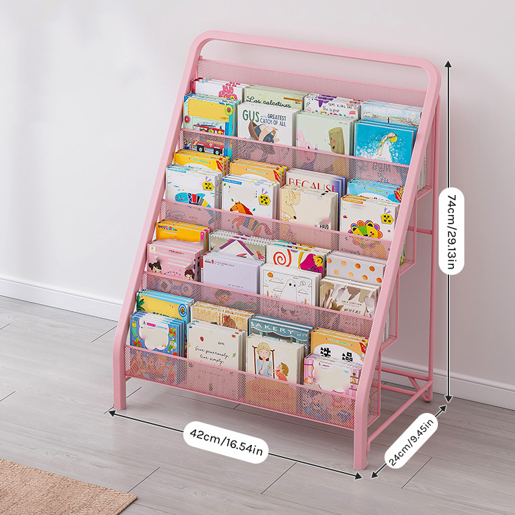 Minimalist Kids' Picture Book Rack - Modern Iron Bookshelf & Toy Storage Display MR-004