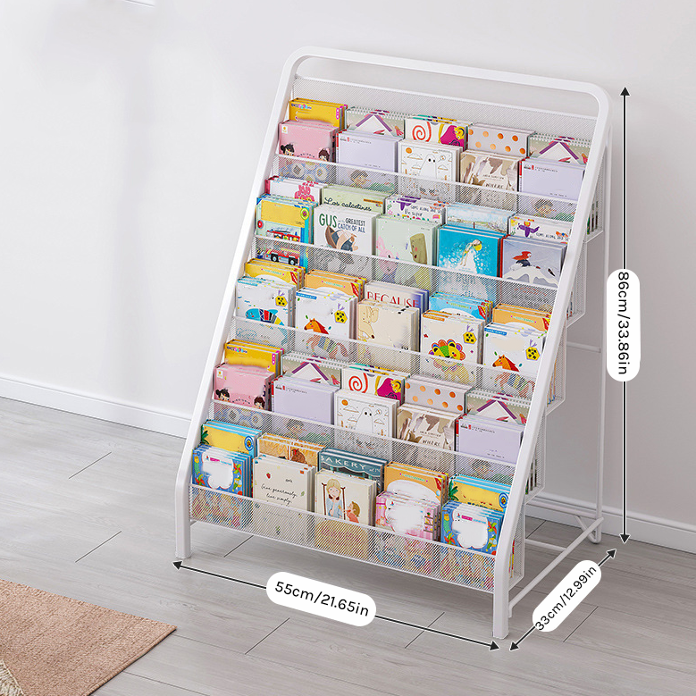 Minimalist Kids' Picture Book Rack - Modern Iron Bookshelf & Toy Storage Display MR-004