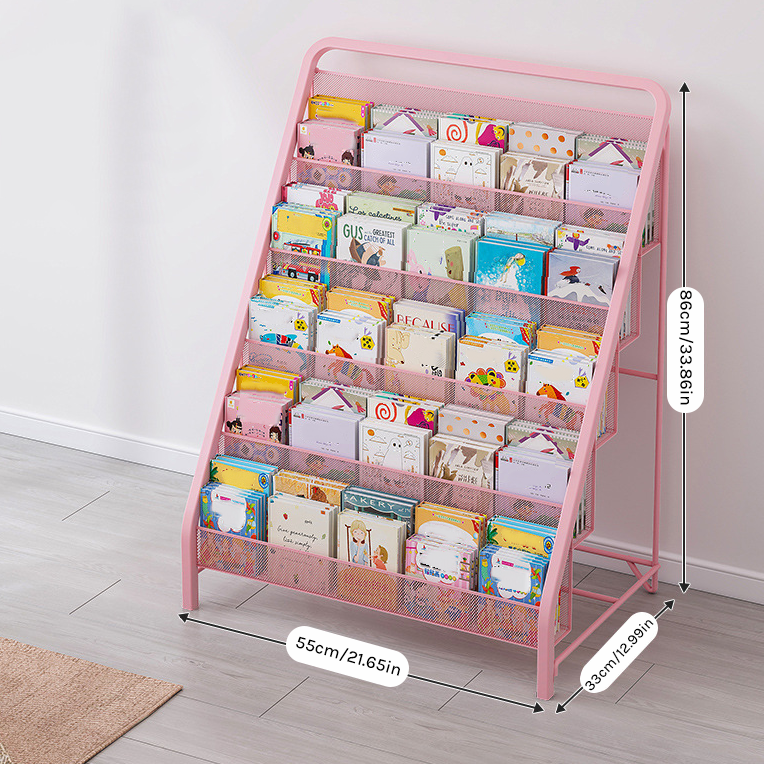 Minimalist Kids' Picture Book Rack - Modern Iron Bookshelf & Toy Storage Display MR-004