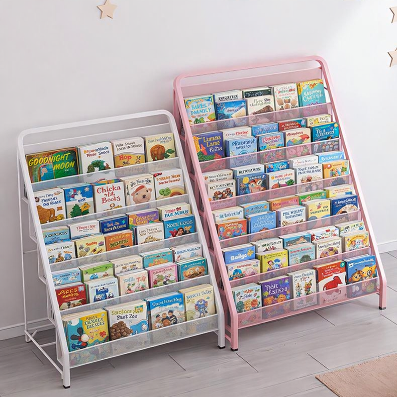 Minimalist Kids' Picture Book Rack - Modern Iron Bookshelf & Toy Storage Display MR-004