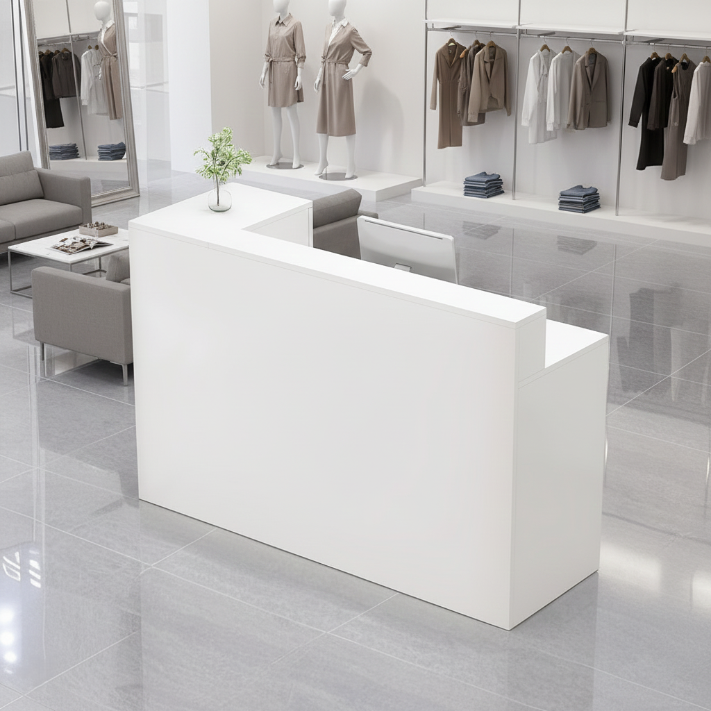 Minimalist Light Luxury White Reception & Checkout Counter for Salon