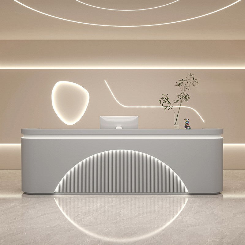 Minimalist Modern Grey Reception Desk with LED for Clothing Store