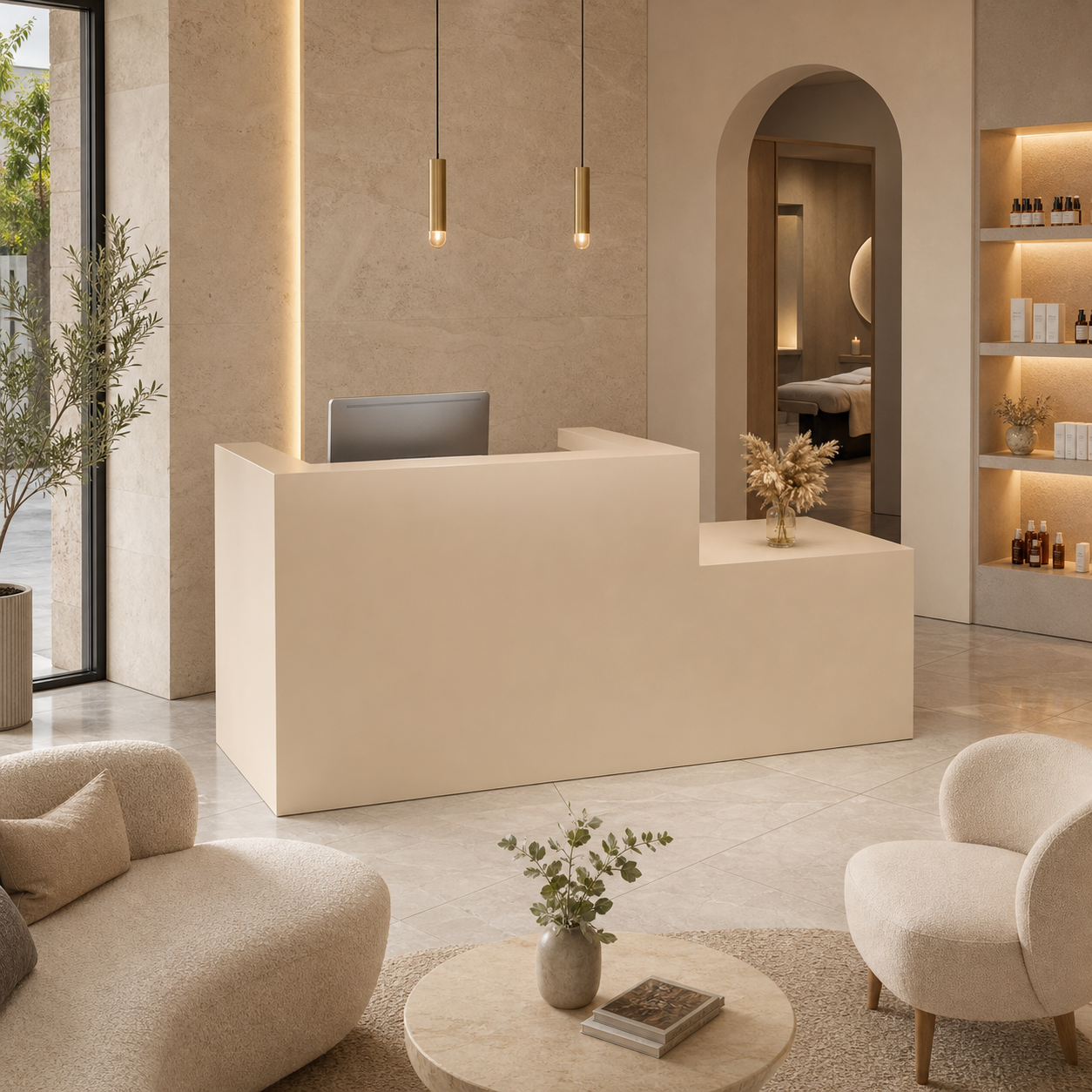 Minimalist Reception Desk with Side Display Platform RD-271