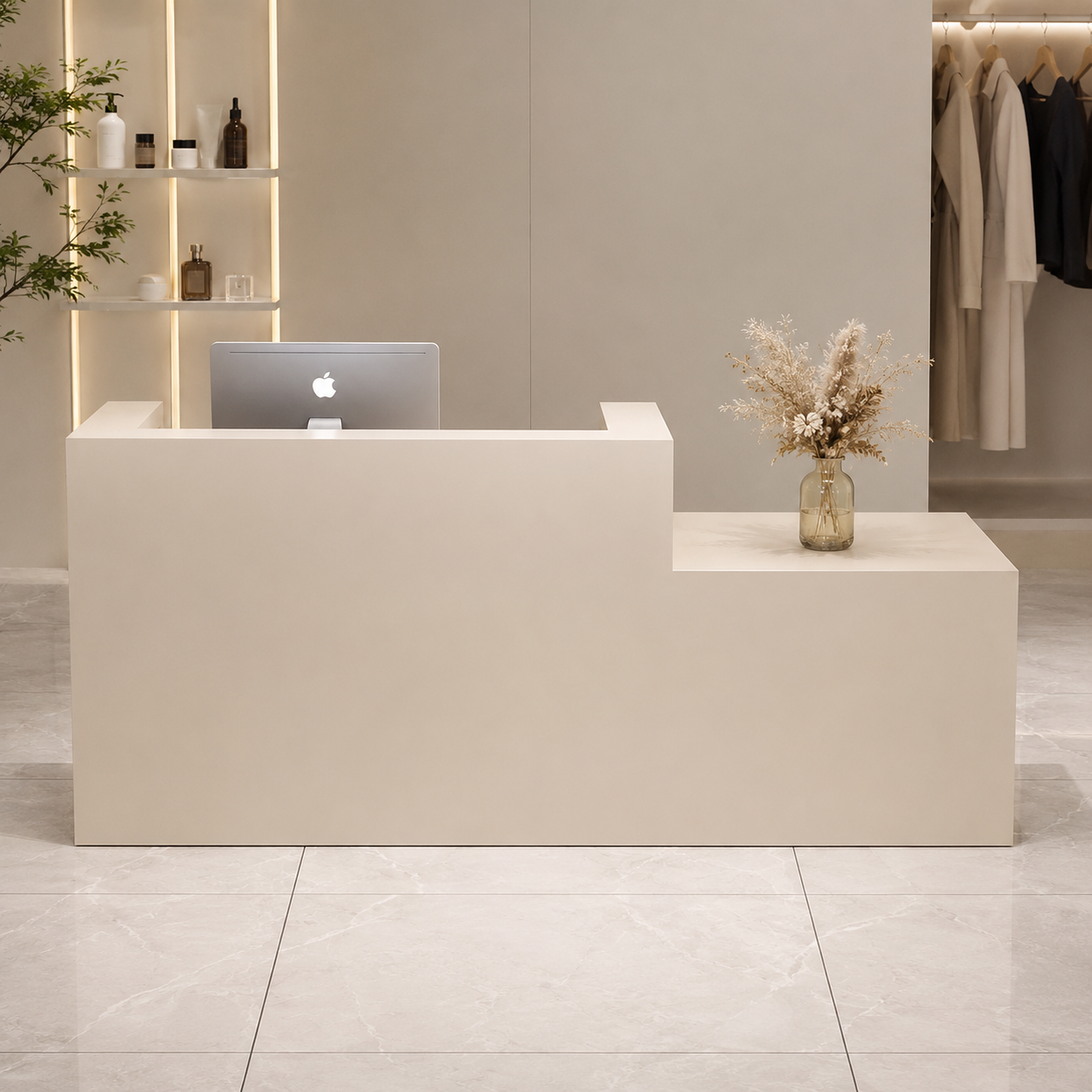 Minimalist Reception Desk with Side Display Platform RD-271