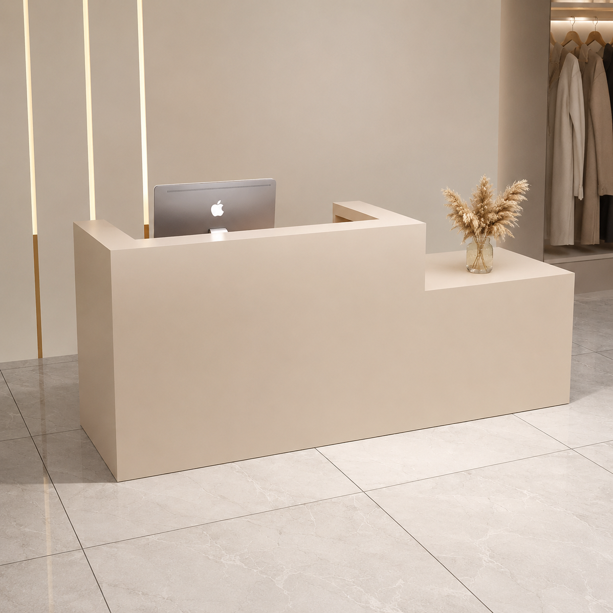 Minimalist Reception Desk with Side Display Platform RD-271