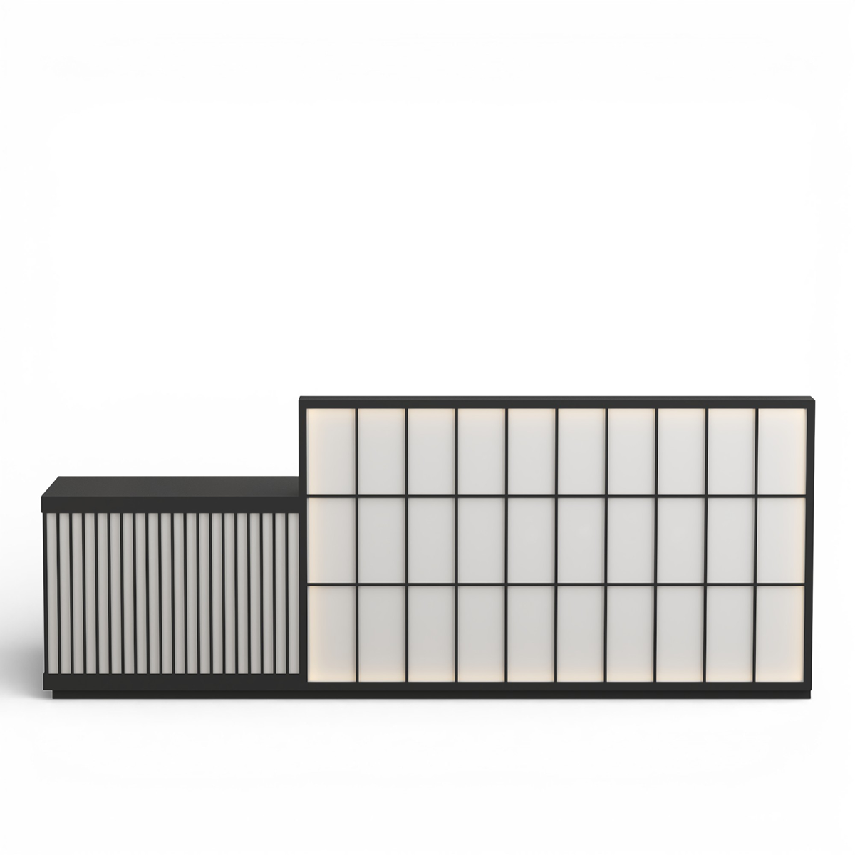Minimalist Reception Desk with Square Panel Detailing ＆ LED Light