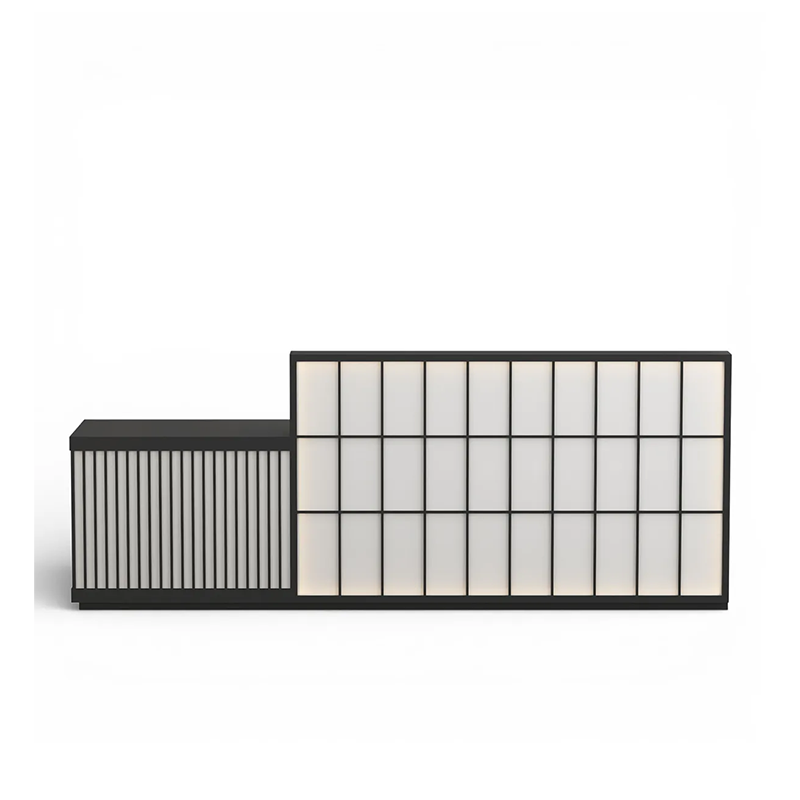 Minimalist Reception Desk with Square Panel Detailing ＆ LED Light for Lobby RD-221