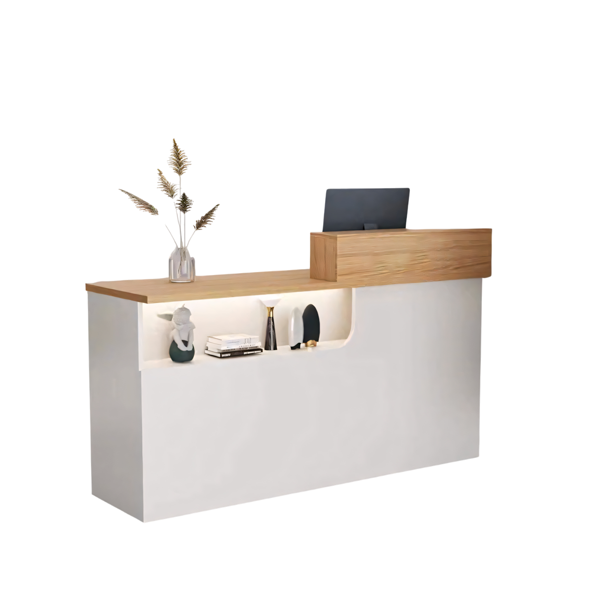Modern Compact Boutique & Salon Walnut Checkout Counter