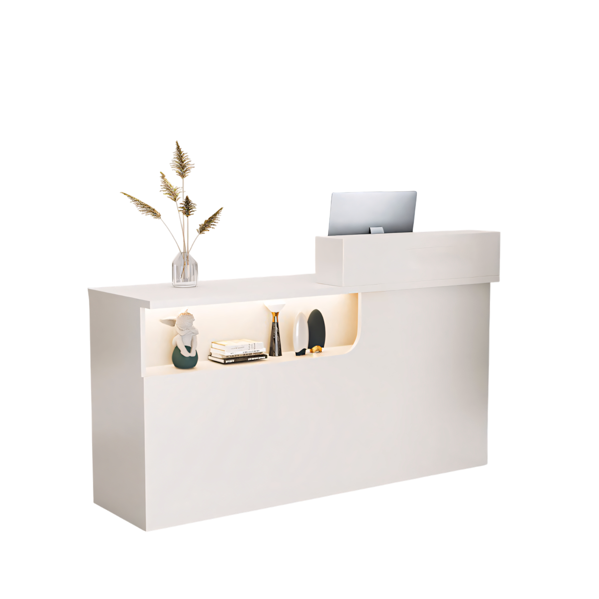 Modern Compact Boutique & Salon White Reception Desk