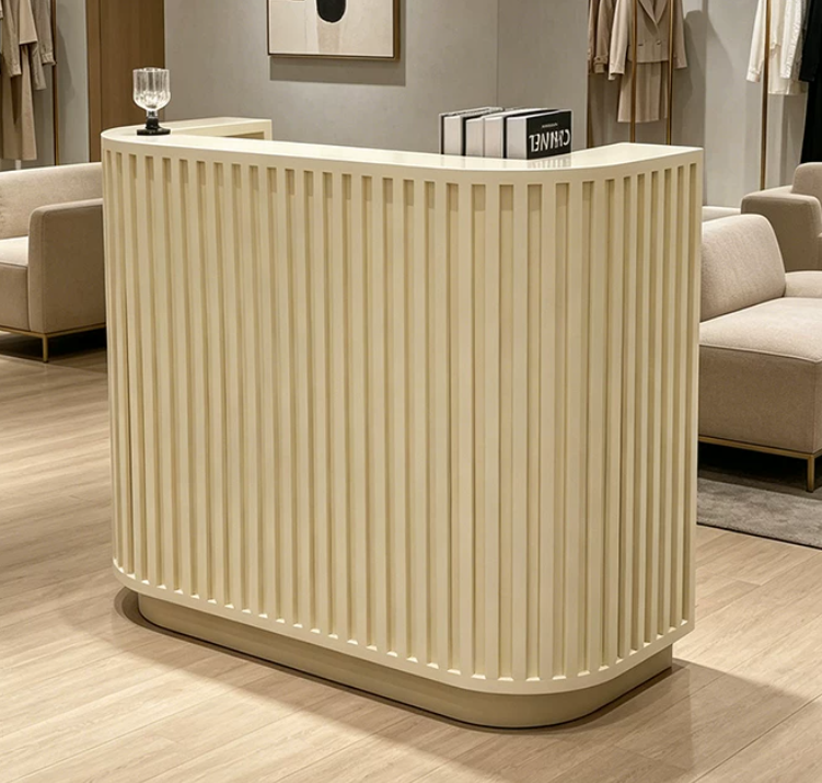 Modern Curved Reception Desk with Fluted Front Panel RD-274