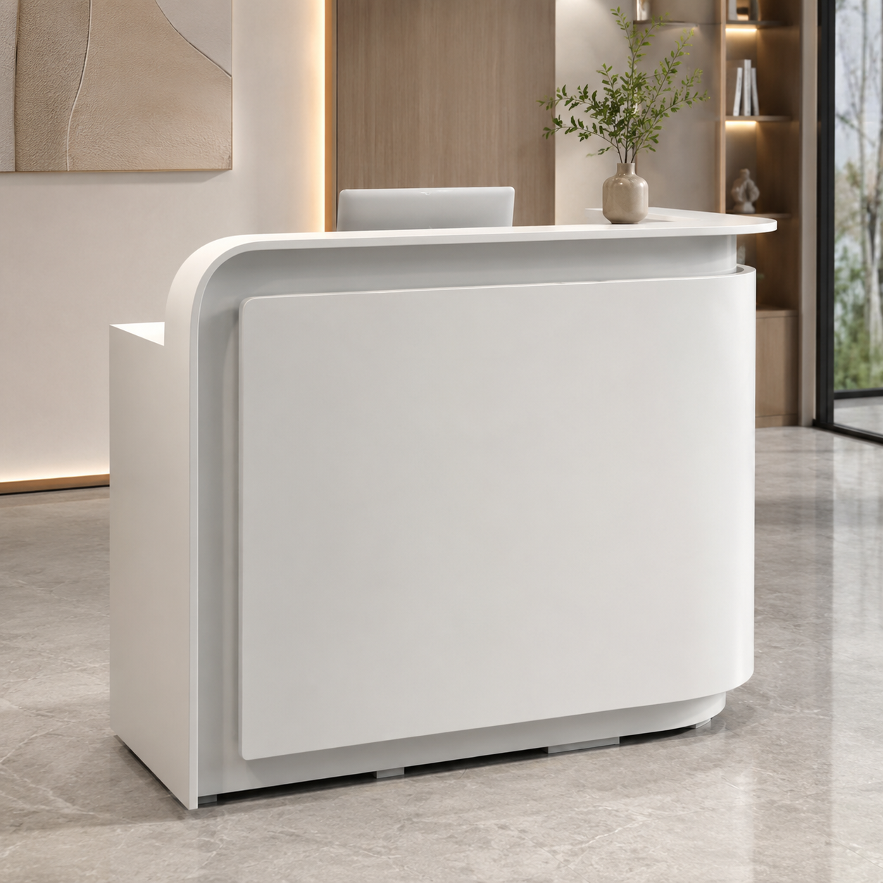 Modern Curved Reception Desk with Layered Front Design RD-284