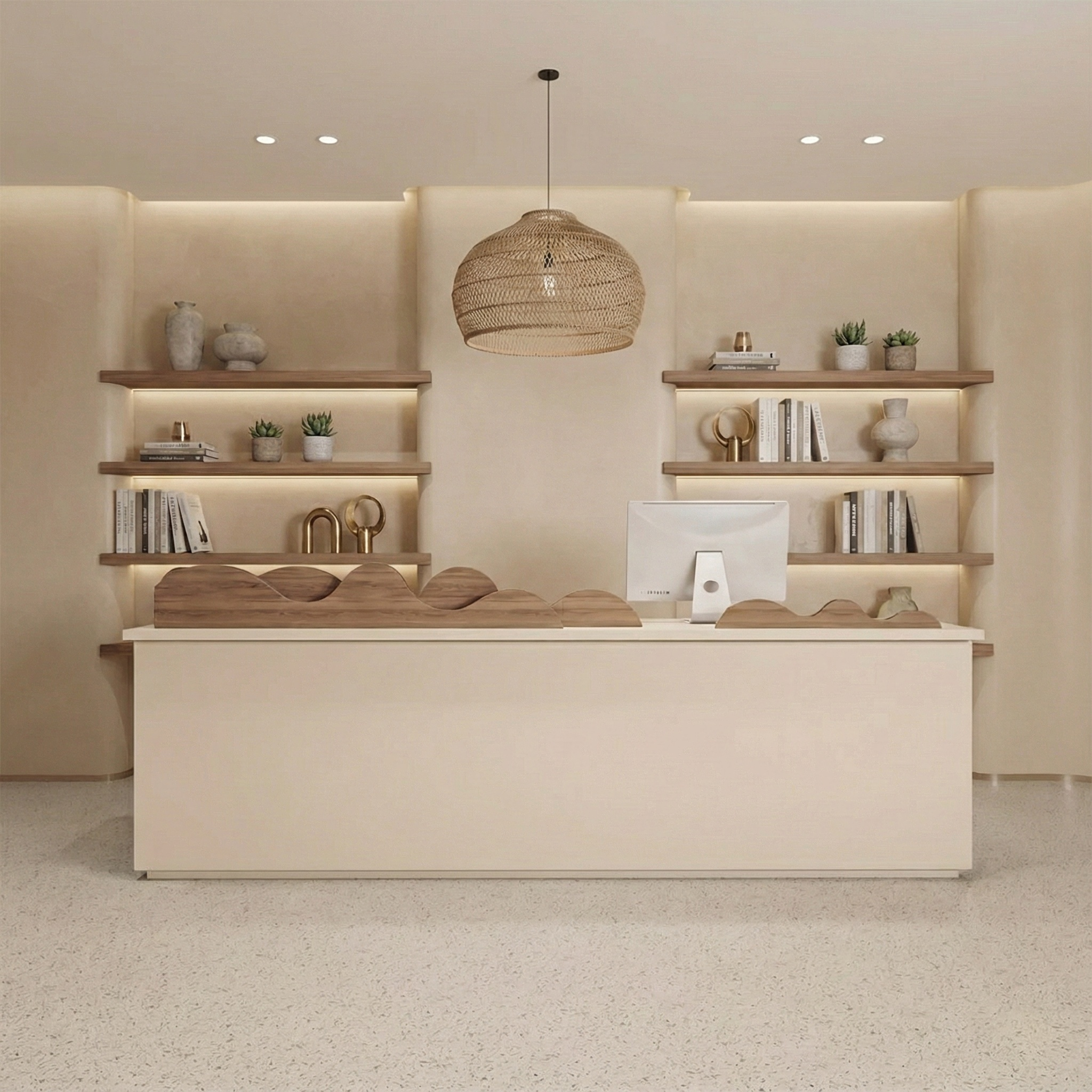 Modern Design Clothing Store Beauty Salon Paint Beige Reception Desk