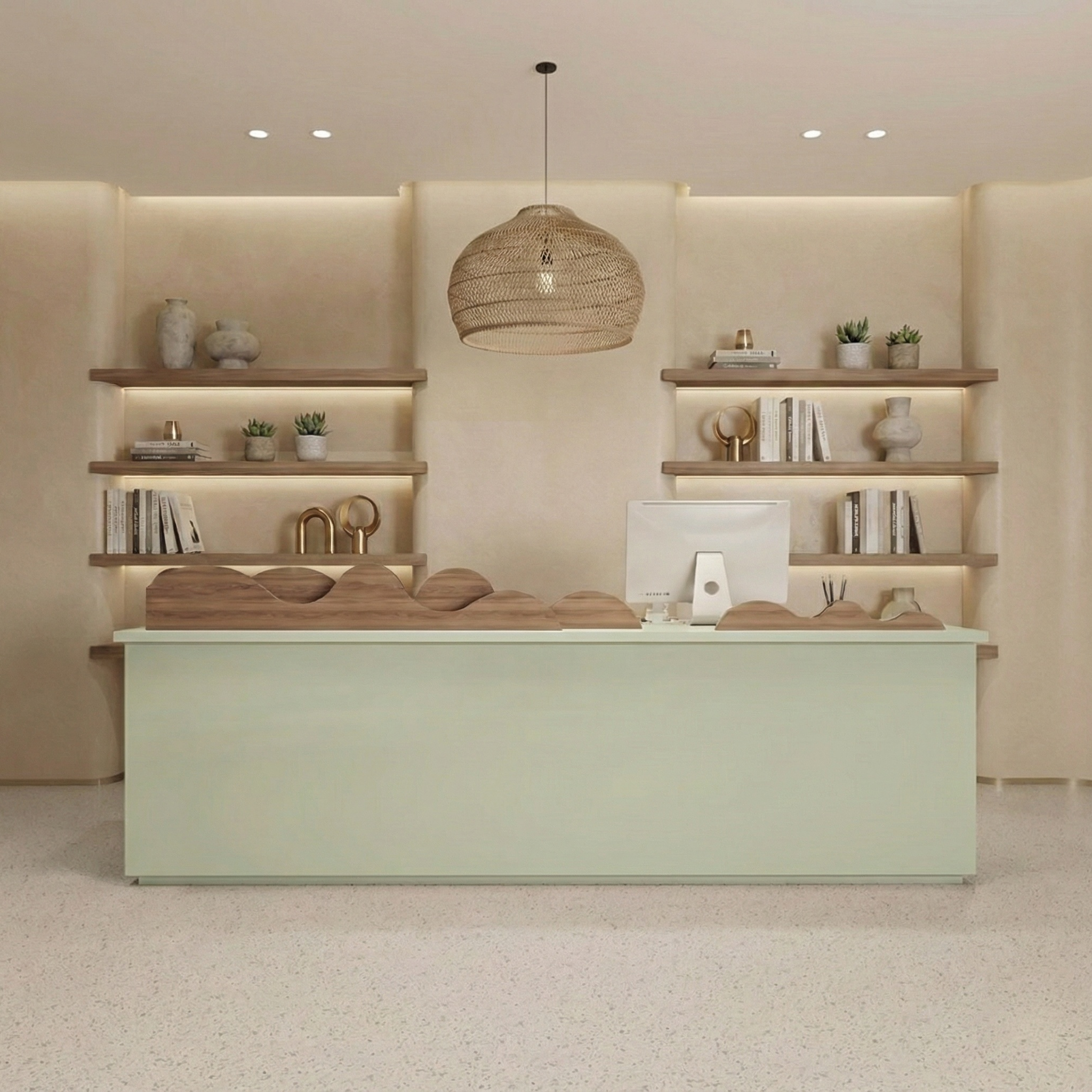 Modern Design Clothing Store Beauty Salon Paint Green Reception Desk