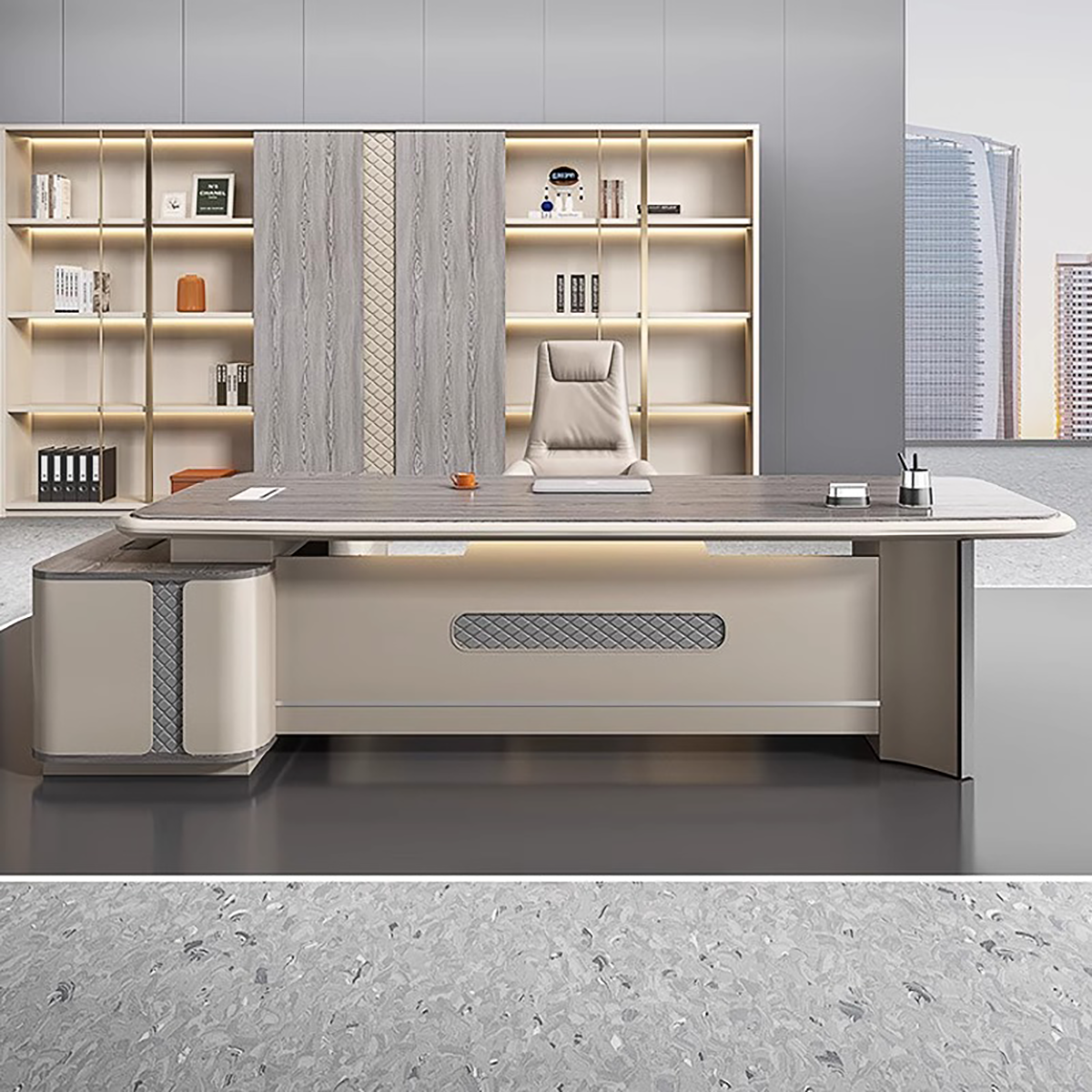 Modern Dual-Cabinet Storage Executive Desk For Leaders