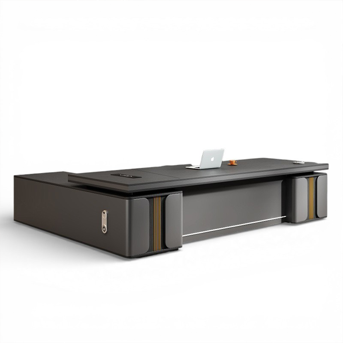 Modern Executive Office Desk Set with Cabinet