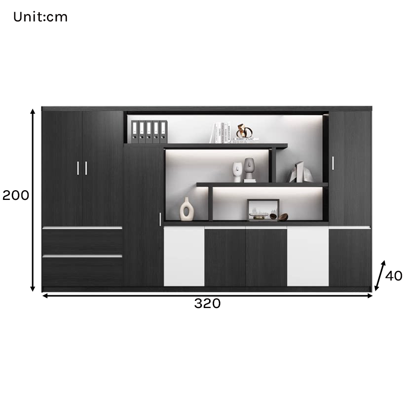 Modern Executive Office Storage Cabinet with LED Display Shelves ED-016