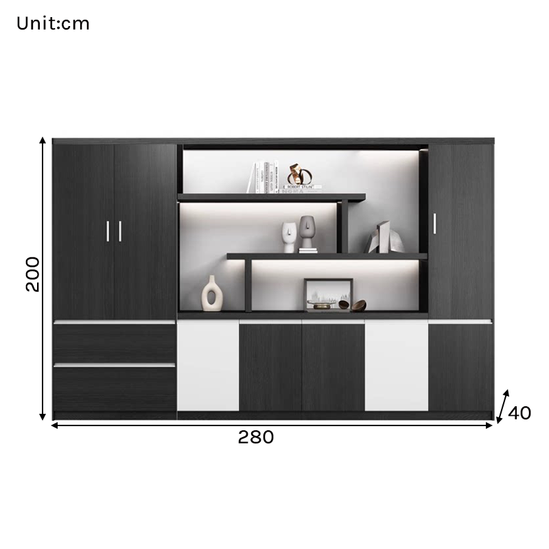 Modern Executive Office Storage Cabinet with LED Display Shelves ED-016