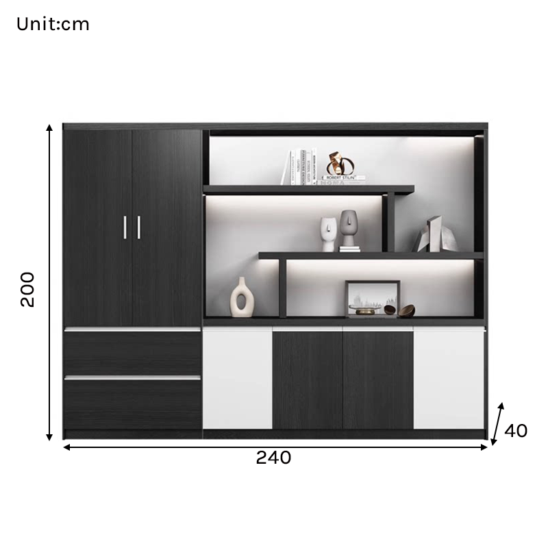 Modern Executive Office Storage Cabinet with LED Display Shelves ED-016