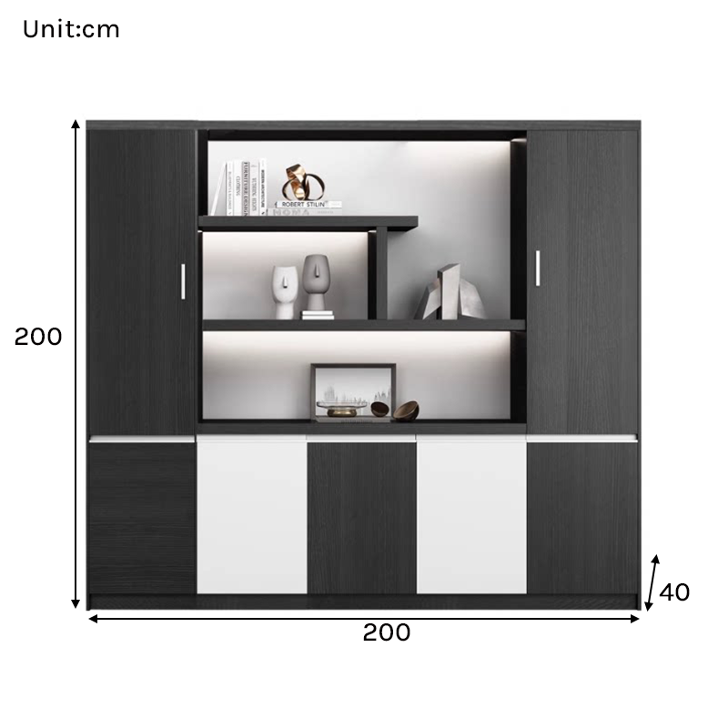 Modern Executive Office Storage Cabinet with LED Display Shelves ED-016
