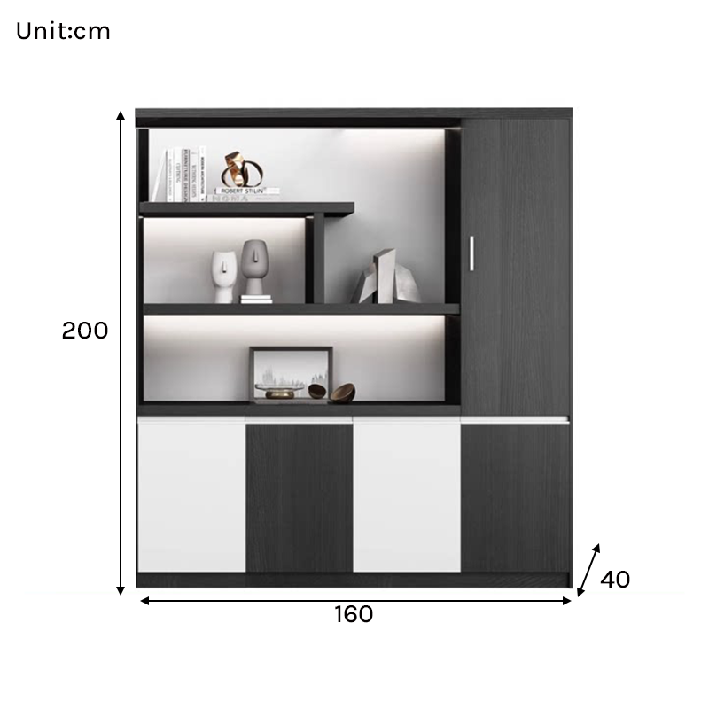 Modern Executive Office Storage Cabinet with LED Display Shelves ED-016