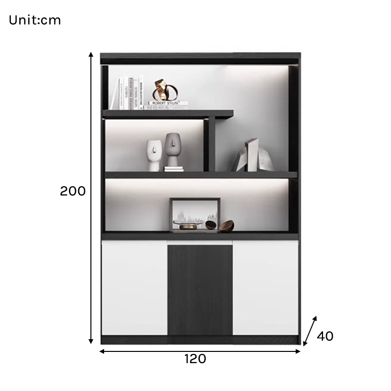 Modern Executive Office Storage Cabinet with LED Display Shelves ED-016