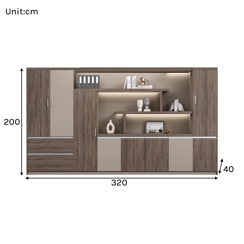 Modern Executive Office Storage Cabinet with LED Display Shelves ED-016