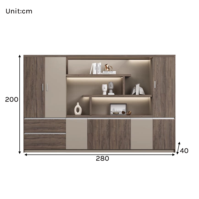 Modern Executive Office Storage Cabinet with LED Display Shelves ED-016