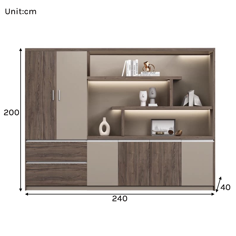 Modern Executive Office Storage Cabinet with LED Display Shelves ED-016