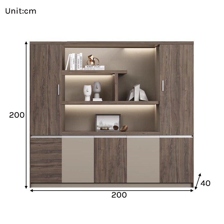 Modern Executive Office Storage Cabinet with LED Display Shelves ED-016