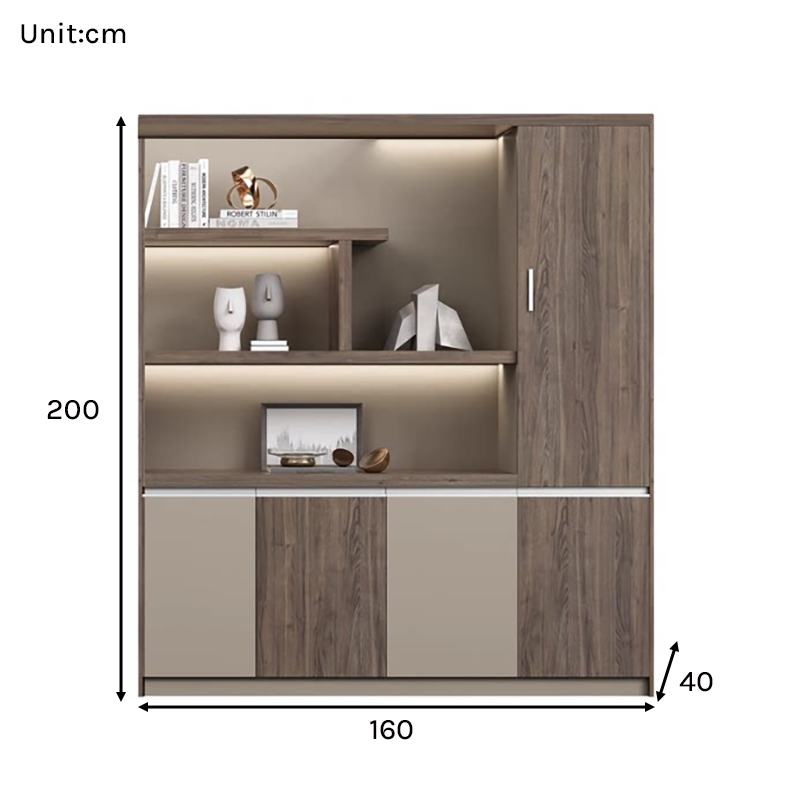Modern Executive Office Storage Cabinet with LED Display Shelves ED-016