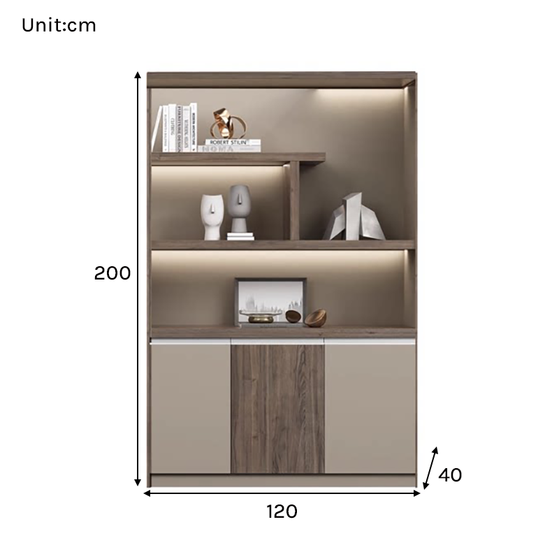 Modern Executive Office Storage Cabinet with LED Display Shelves ED-016