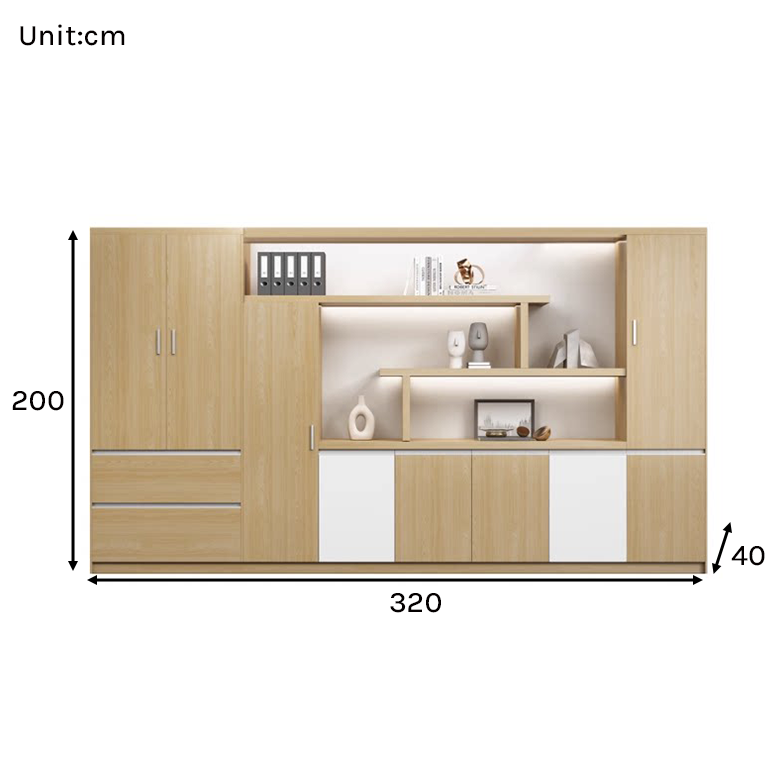 Modern Executive Office Storage Cabinet with LED Display Shelves ED-016