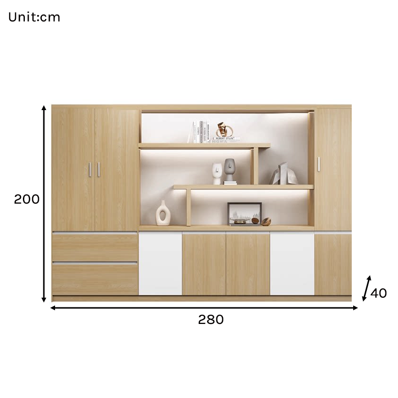 Modern Executive Office Storage Cabinet with LED Display Shelves ED-016