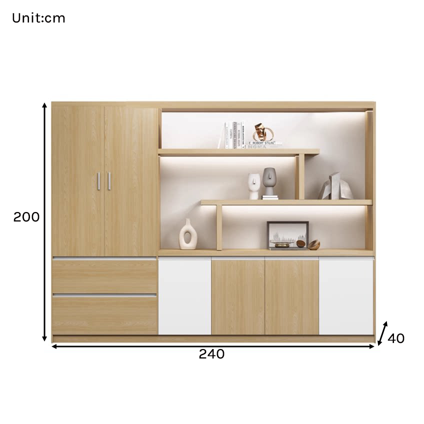 Modern Executive Office Storage Cabinet with LED Display Shelves ED-016
