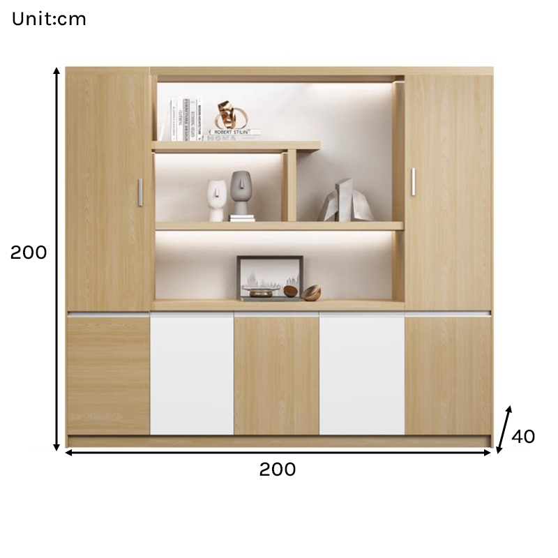 Modern Executive Office Storage Cabinet with LED Display Shelves ED-016
