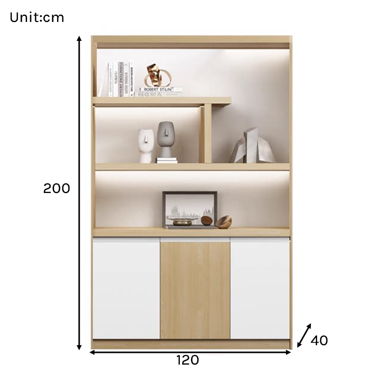 Modern Executive Office Storage Cabinet with LED Display Shelves ED-016