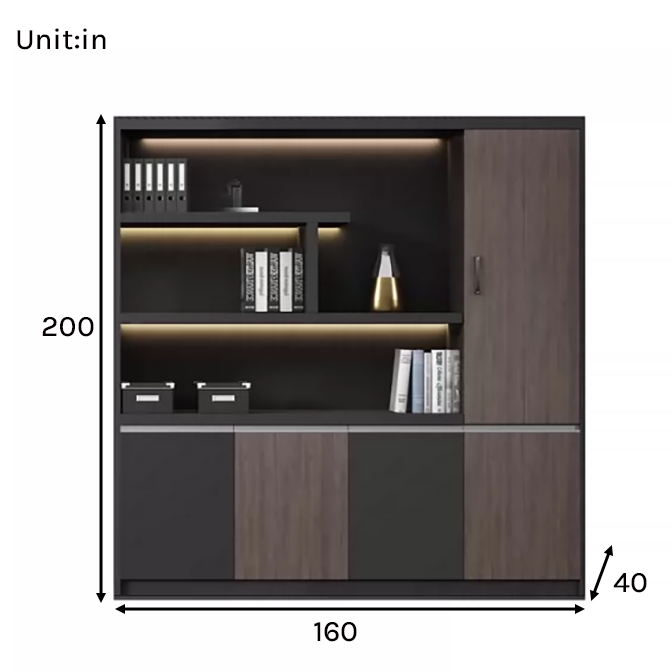 Modern Executive Office Storage Cabinet with LED Display Shelves ED-016