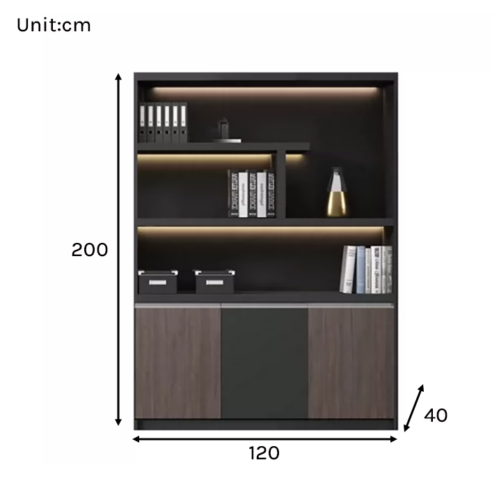 Modern Executive Office Storage Cabinet with LED Display Shelves ED-016
