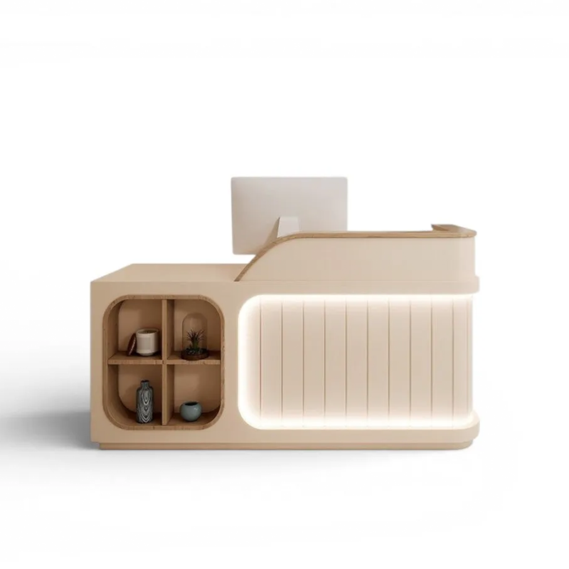 Modern L-Shaped Cream Reception Desk For Salon ＆ Clothing Store RD-241