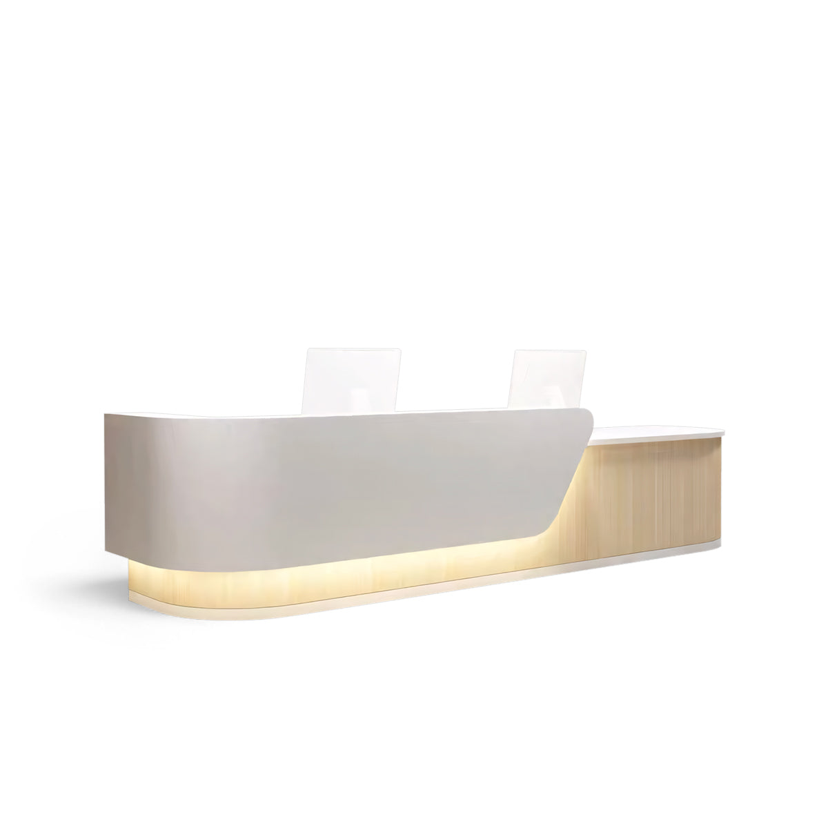 Modern L-Shaped Lacquer Reception Desk with LED Lighting for Lobby